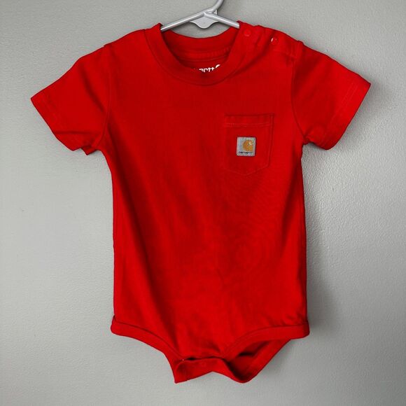 Carhartt Short Sleeve On Piece Tope Red Orange Size 18 months - Picture 1 of 3